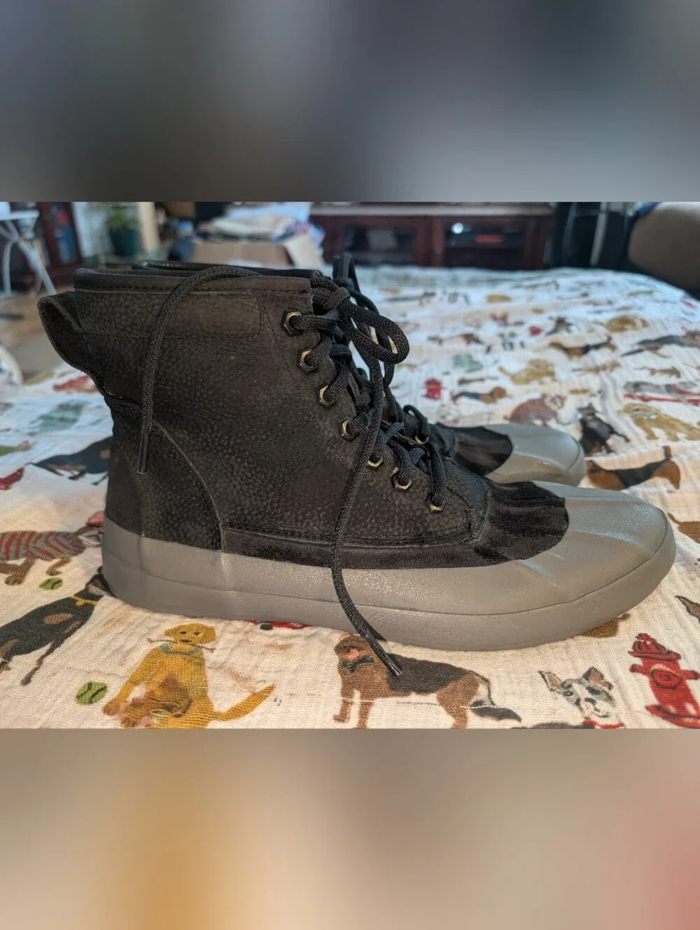 L L Bean Bar Harbor Duck Boots Black Gray Leather 517497 Women's Size 10 M